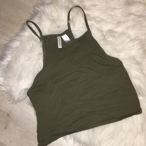 HALTER ARMY GREEN TANK TOP